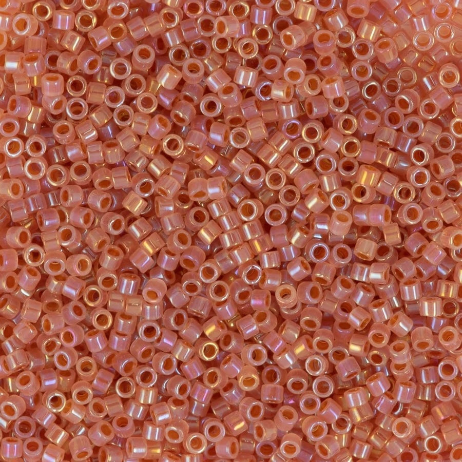 DB1733 - Dk.Peach Lined Opal AB, Miyuki Delica 11/0