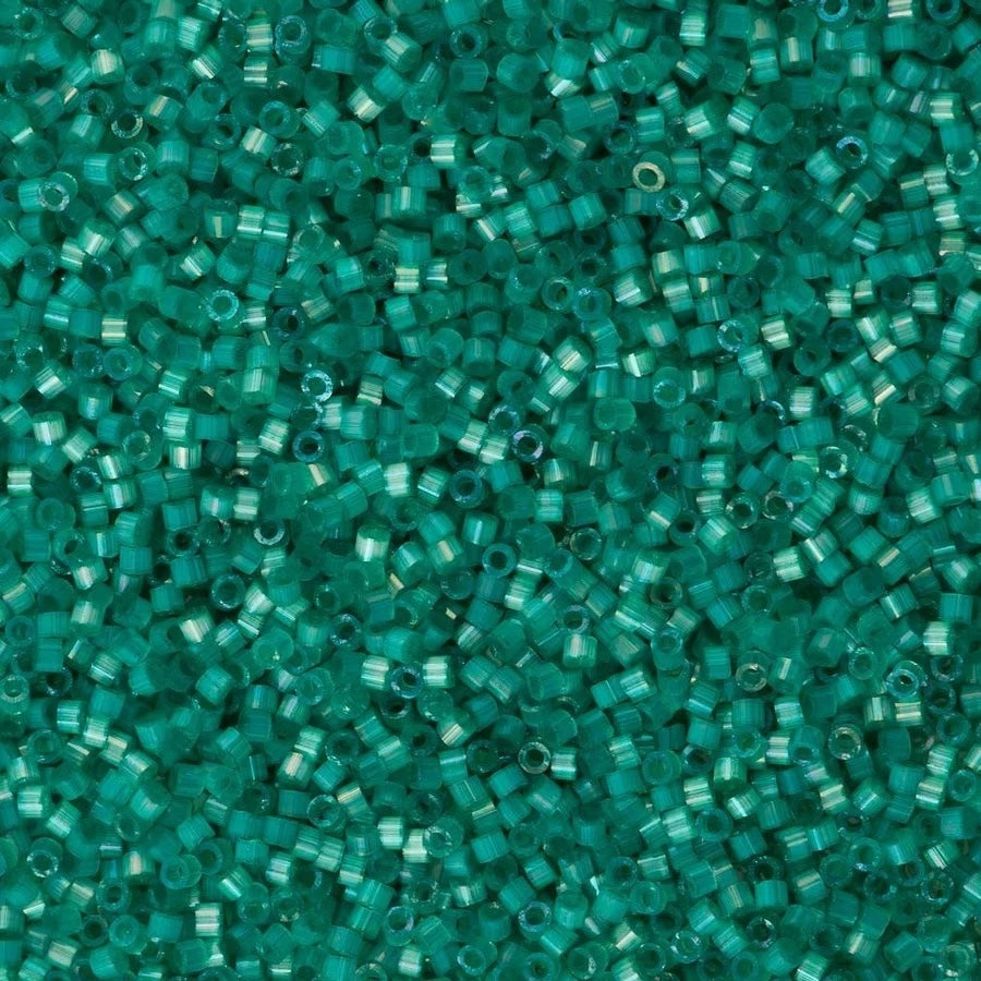 DB1813 - Dyed Aqua Green Silk Satin, Miyuki Delica  11/0