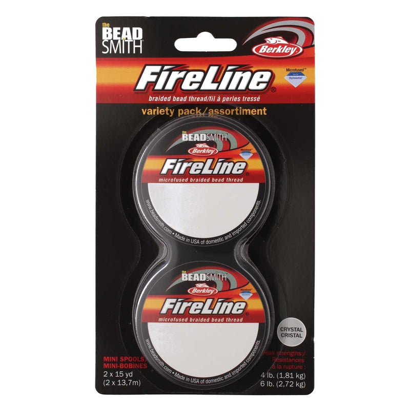 FIRELINE Crystal Beading Thread – 4LB & 6LB, 15 Yards per Spool (2-Pack)