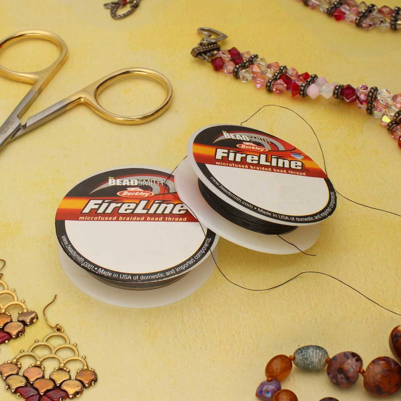 FIRELINE Smoke Grey Beading Thread – 4LB & 6LB, 15 Yards per Spool (2-Pack)