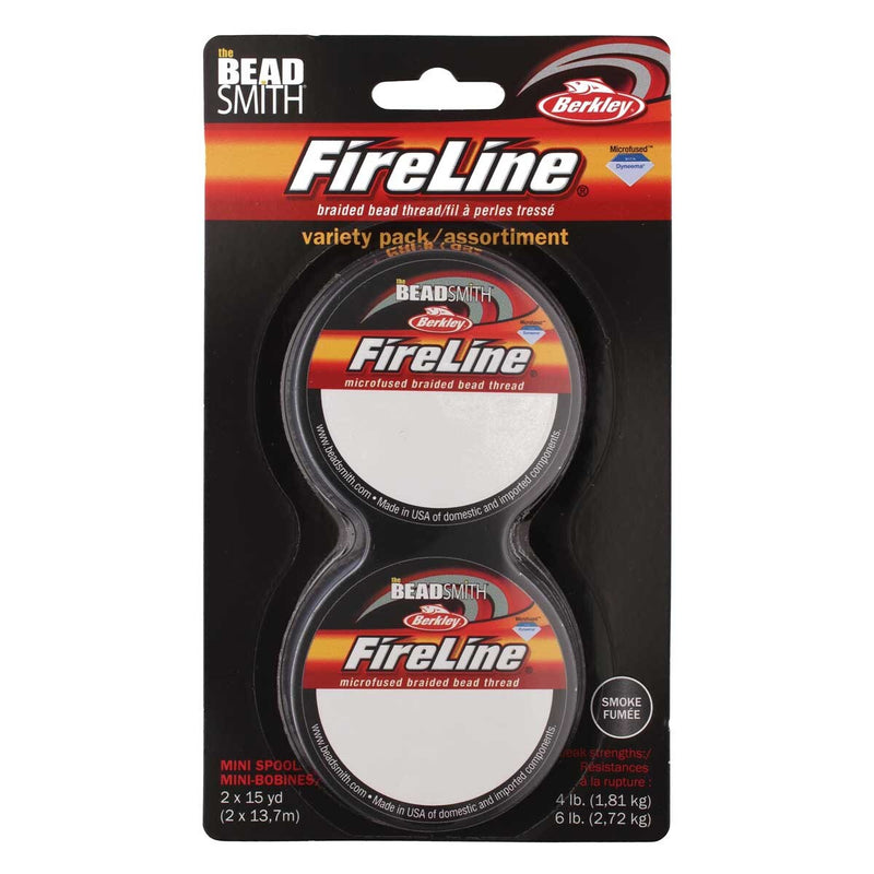 FIRELINE Smoke Grey Beading Thread – 4LB & 6LB, 15 Yards per Spool (2-Pack)