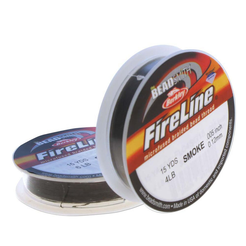 FIRELINE Smoke Grey Beading Thread – 4LB & 6LB, 15 Yards per Spool (2-Pack)