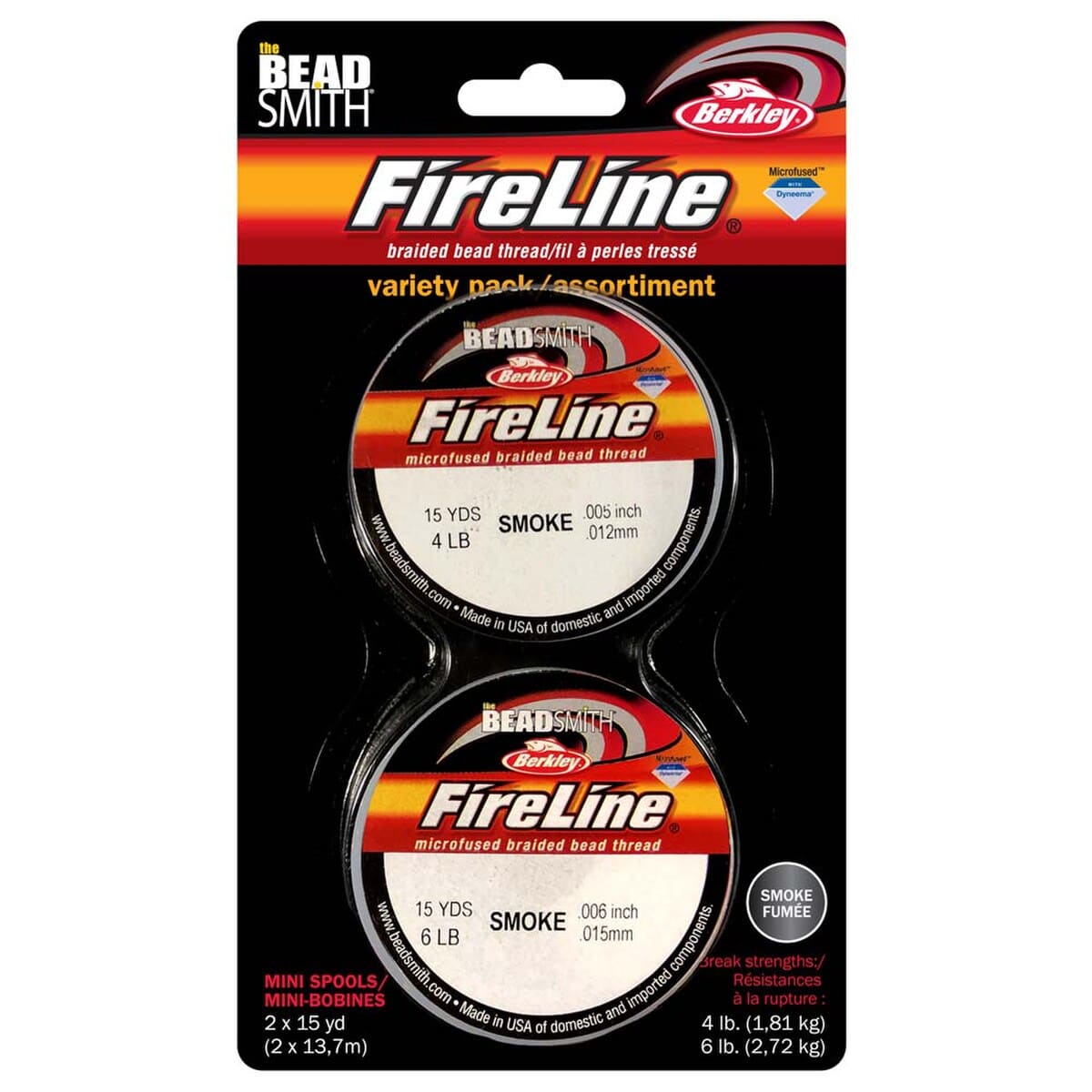 FIRELINE Smoke Grey Beading Thread – 4LB & 6LB, 15 Yards per Spool (2-Pack)