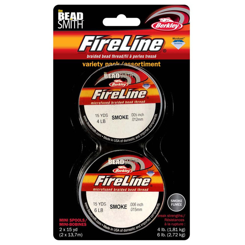 FIRELINE Smoke Grey Beading Thread – 4LB & 6LB, 15 Yards per Spool (2-Pack)