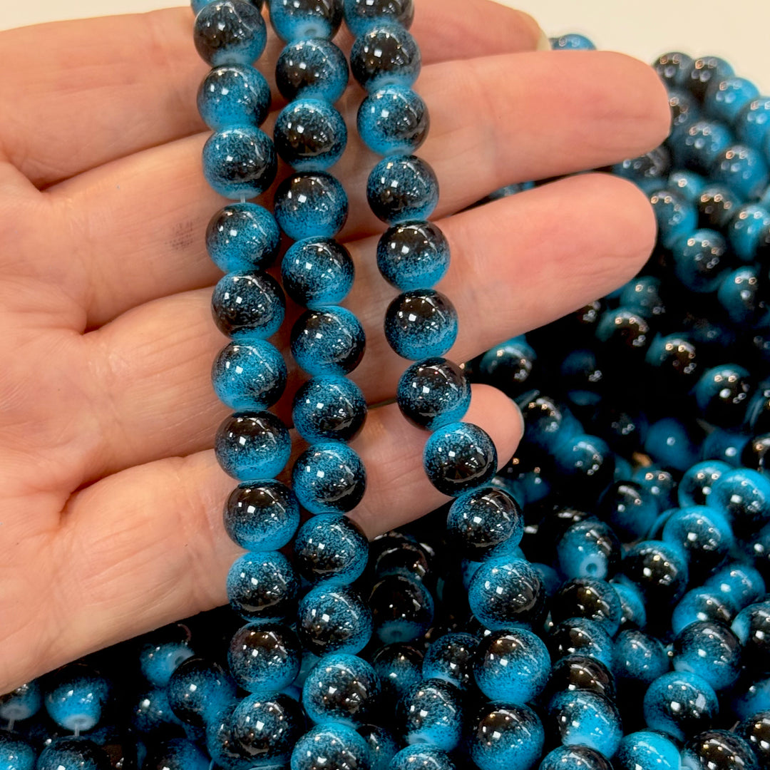 8mm Glass beads, smooth round glass beads full strand 50 beads
