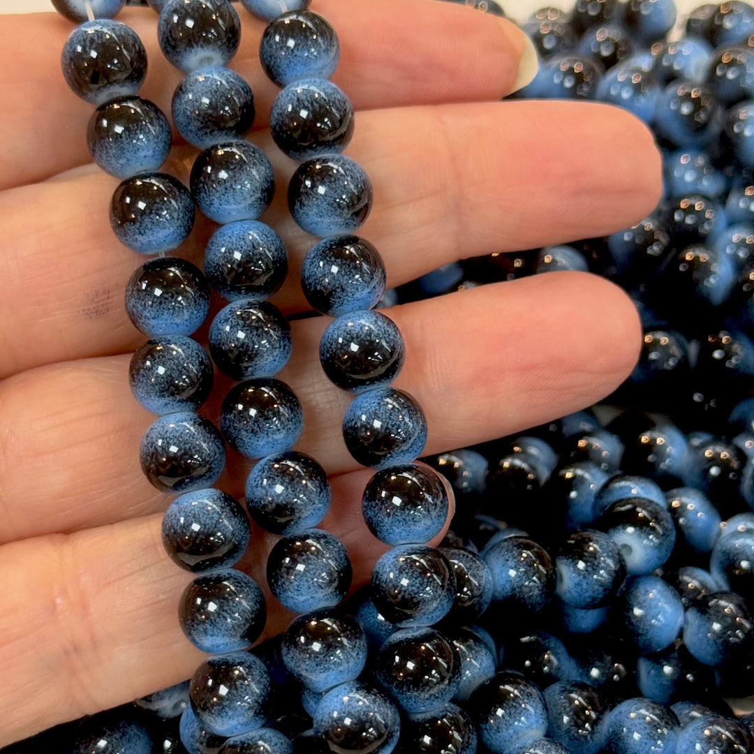8mm Glass beads, smooth round glass beads full strand 50 beads