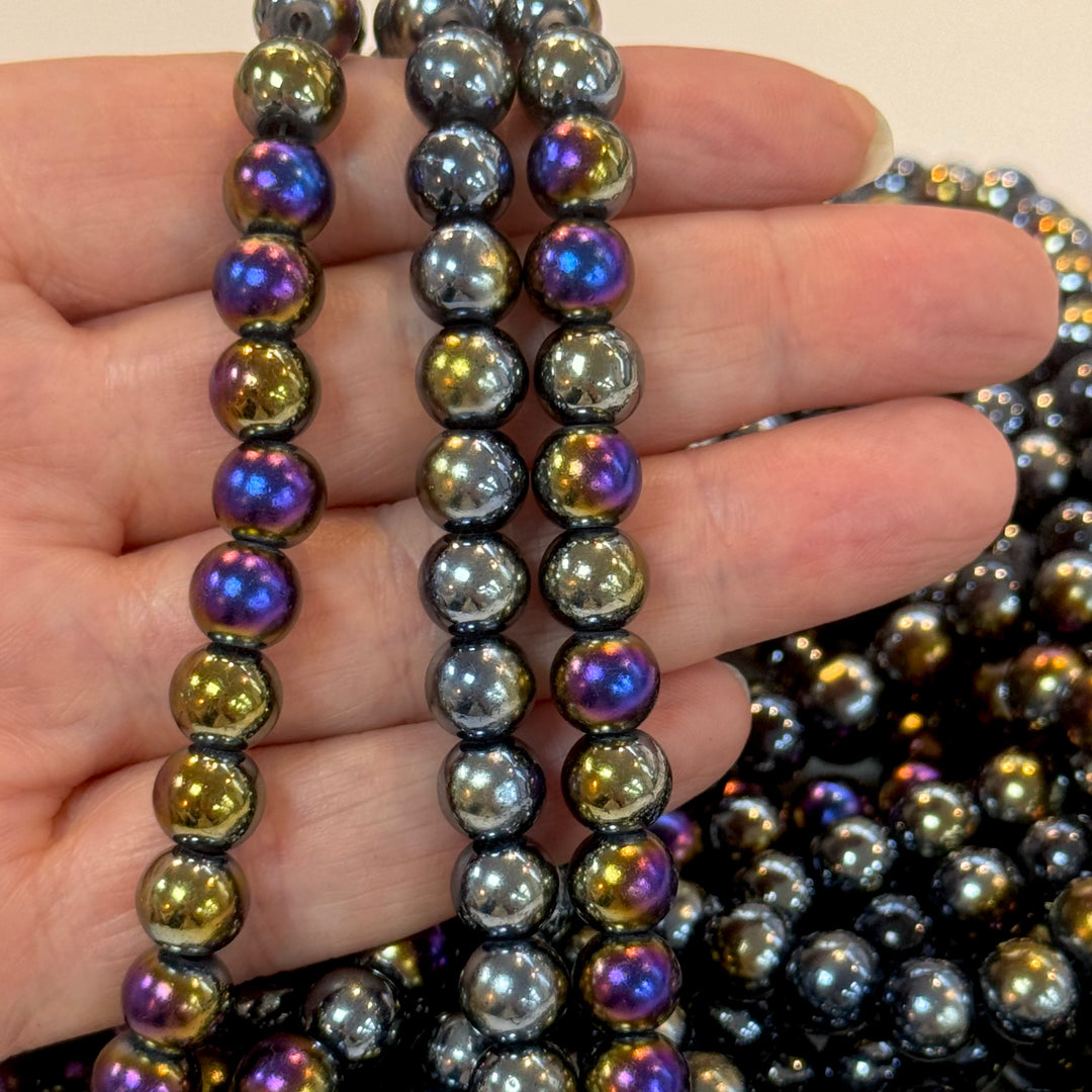 8mm  Glass beads, smooth round glass beads full strand 50 beads