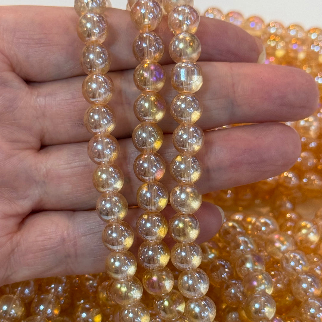 8mm Glass beads, smooth round glass beads full strand 50 beads