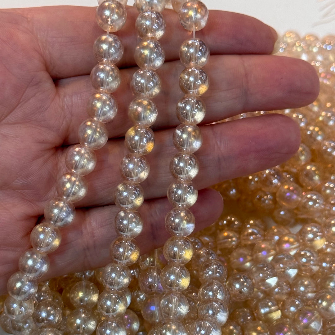 8mm Glass beads, smooth round glass beads full strand 50 beads