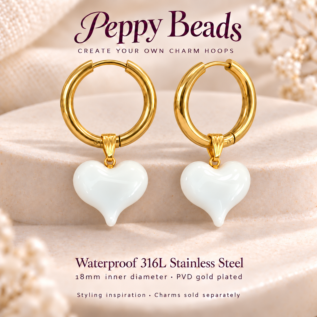 Waterproof 316L Stainless Steel Huggie Hoop Earrings – PVD Gold Plated, 18mm Inner Diameter, 1 Pair