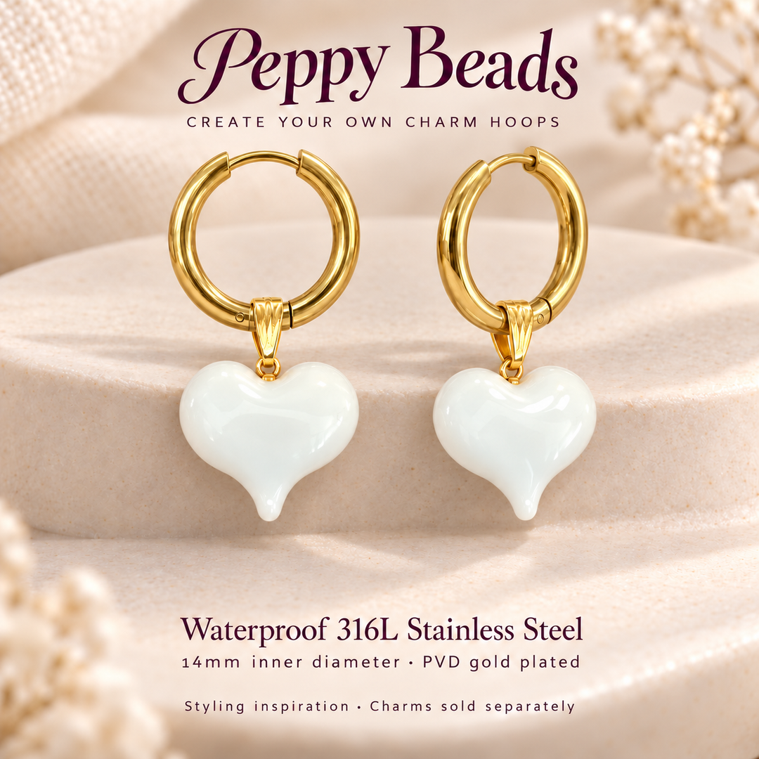 Waterproof 316L Stainless Steel Huggie Hoop Earrings – PVD Gold Plated, 14mm Inner Diameter, 1 Pair