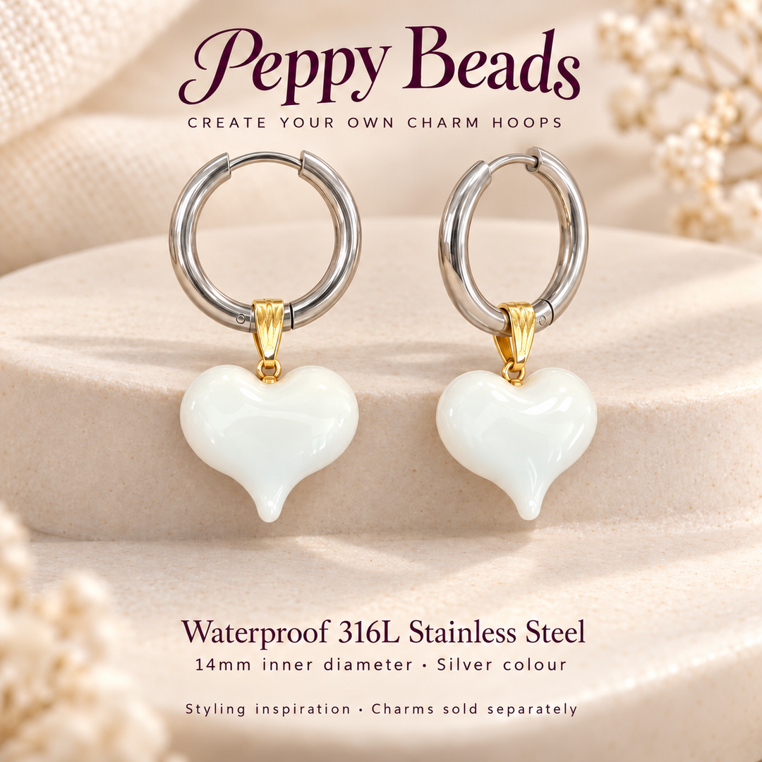 Waterproof 316L Stainless Steel Huggie Hoop Earrings – Silver Colour, 14mm Inner Diameter, 1 Pair