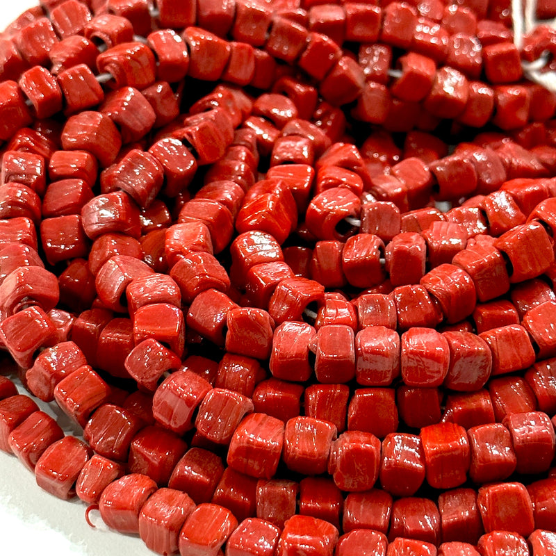 Traditional Turkish Artisan Handmade Cube Glass Beads, Large Hole Glass Beads, 50 Beads in a pack