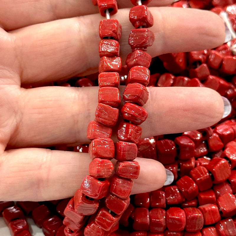 Traditional Turkish Artisan Handmade Cube Glass Beads, Large Hole Glass Beads, 50 Beads in a pack
