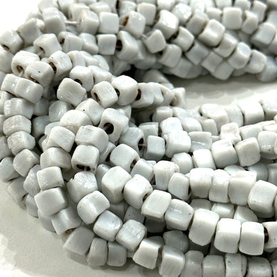 Traditional Turkish Artisan Handmade Cube Glass Beads, Large Hole Glass Beads, 50 Beads in a pack