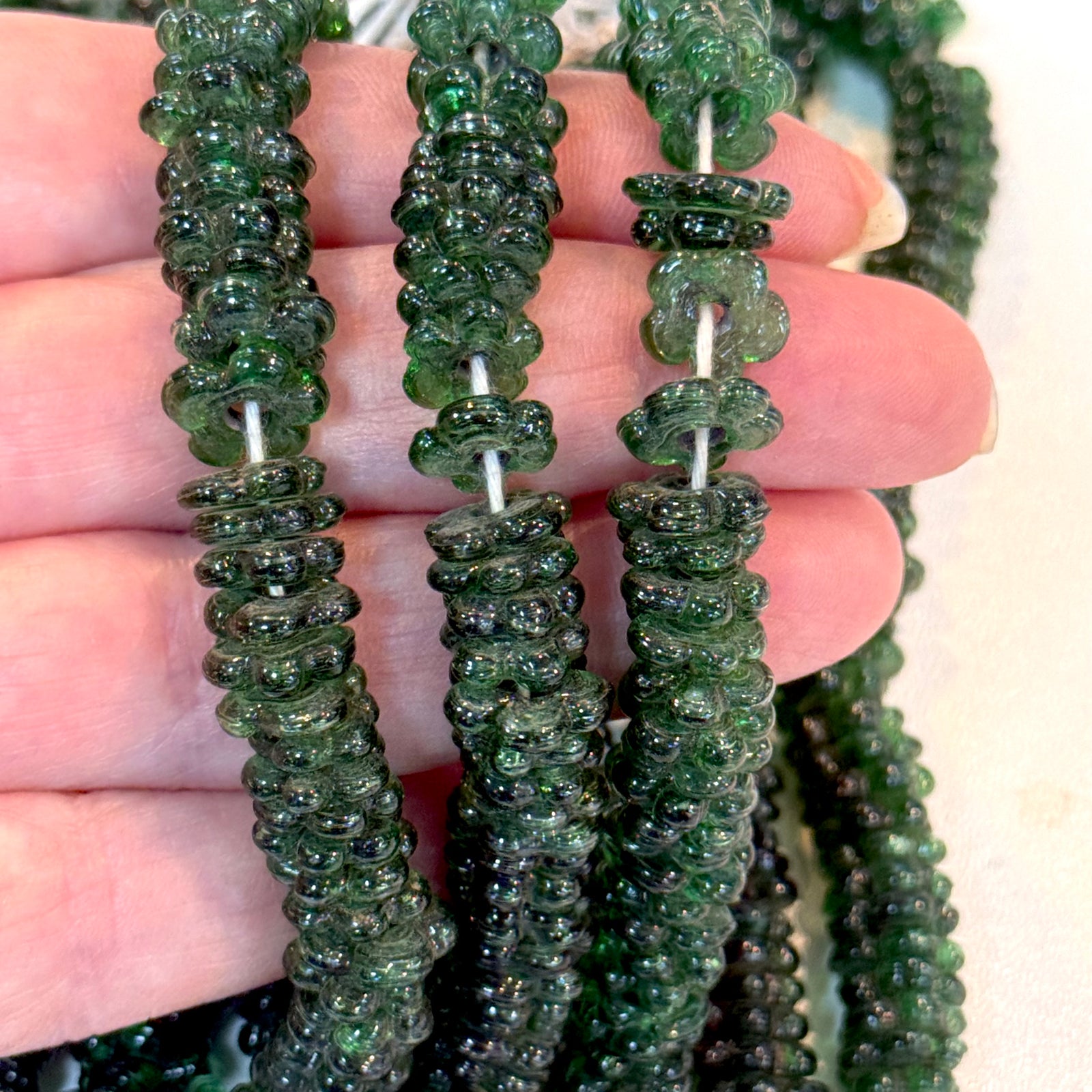 NEW,Hand Made Murano Glass Large Hole Flower Beads, 50 Beads