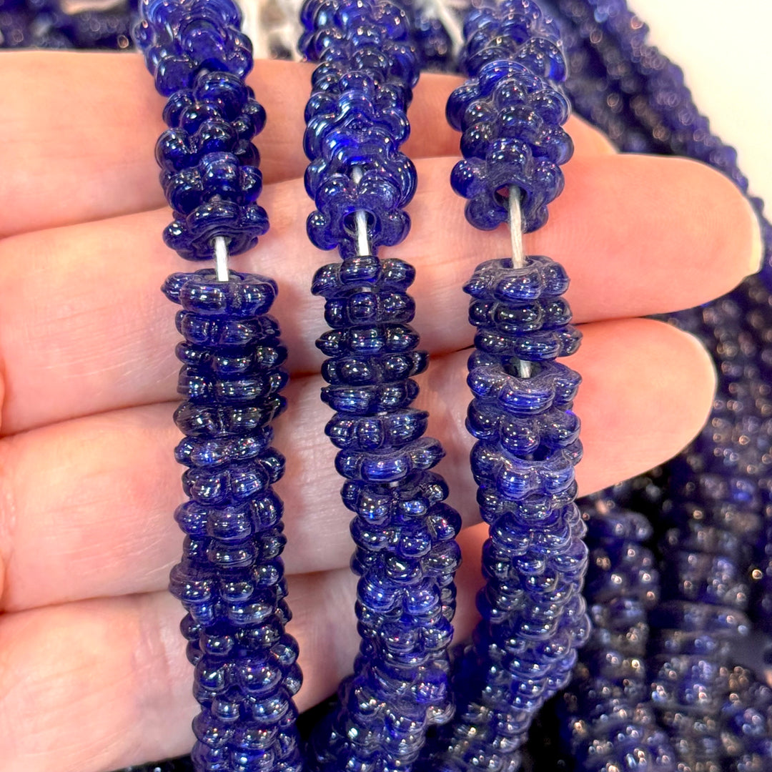 NEW,Hand Made Murano Glass Large Hole Flower Beads, 50 Beads