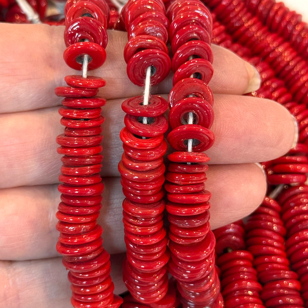NEW! Turkish Artisan Hand Made Glass Large Ring Beads, 50 Beads in a pack