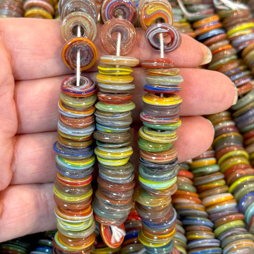 NEW! Turkish Artisan Hand Made Glass Large Ring Beads, 50 Beads in a pack
