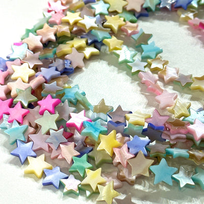 Mother Of Pearl Star 10mm Beads, Pastel Colored Star, 44 Beads Strand