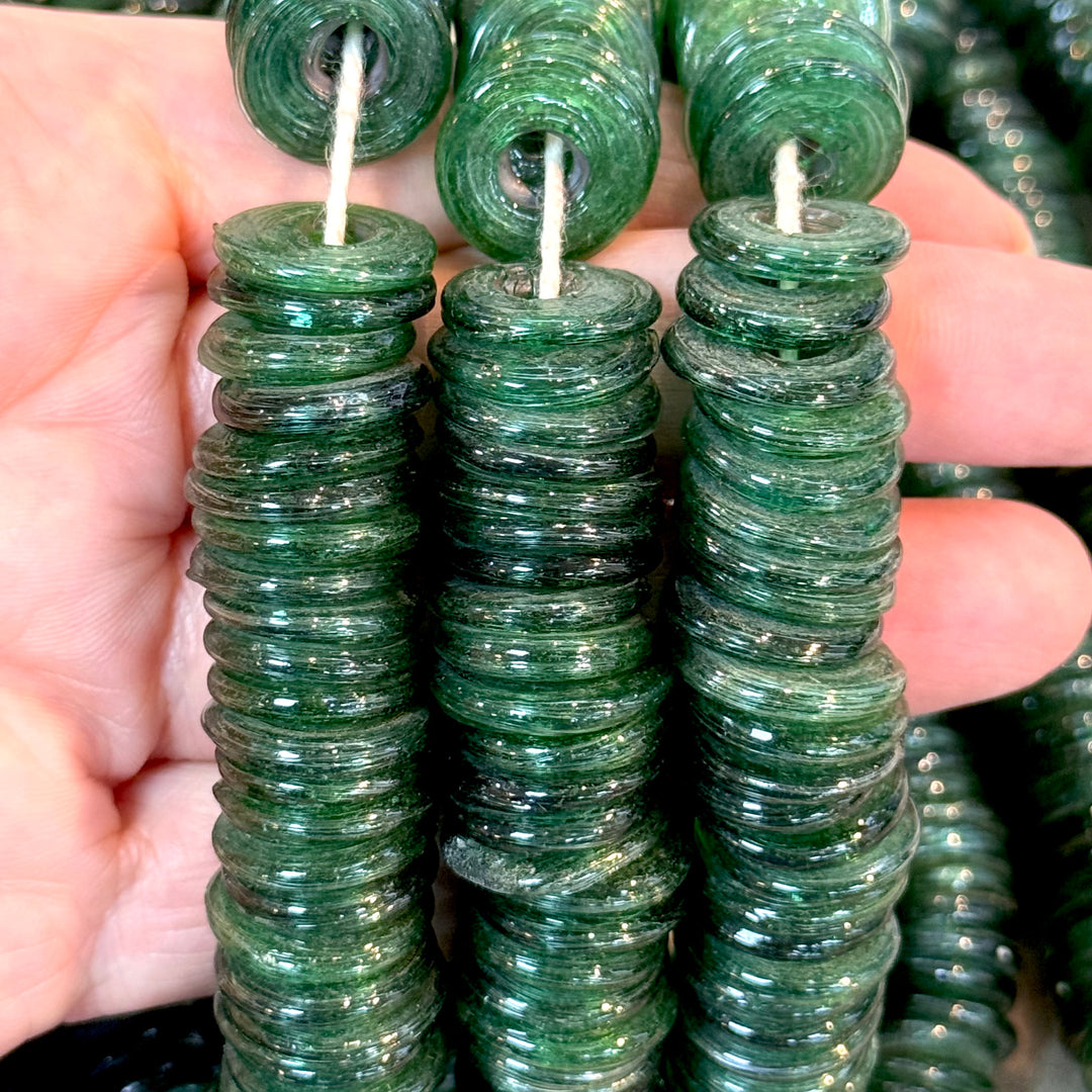 Turkish Artisan Hand Made Glass Large Ring Beads, 50 Beads in a pack