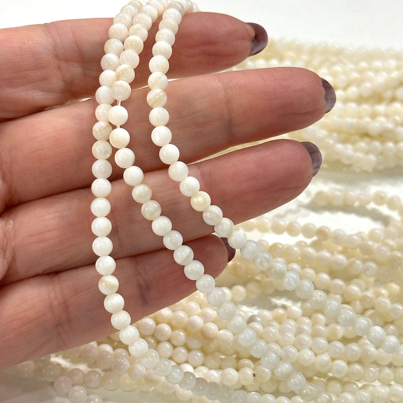 4mm Mother of Pearl, MOP Natural Shell Beads,