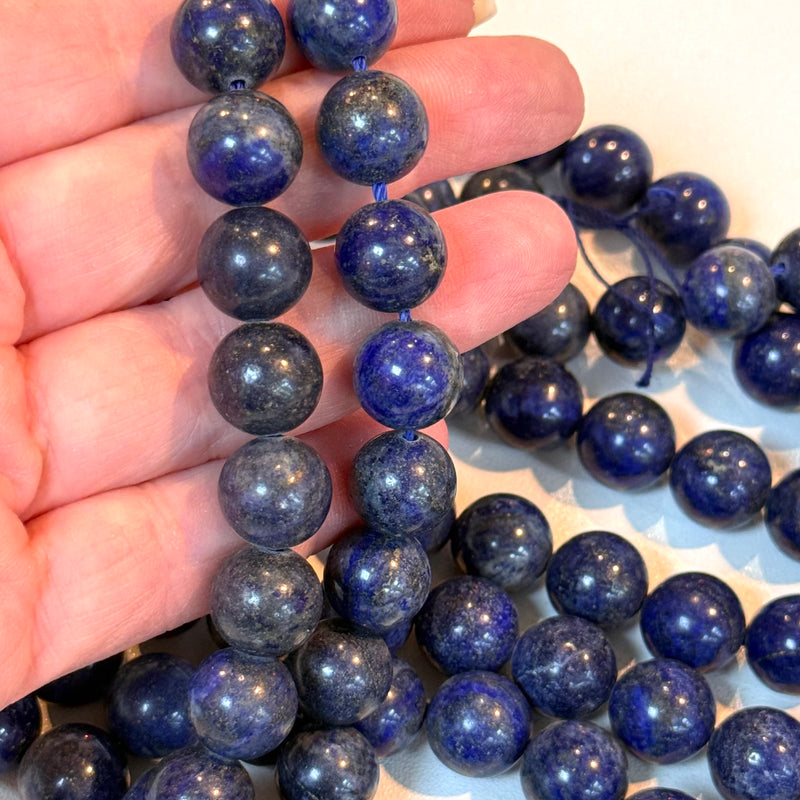 Lapis Lazuli Gemstone Beads – 12mm Round, Deep Blue Natural Stone, 32 Beads per Strand
