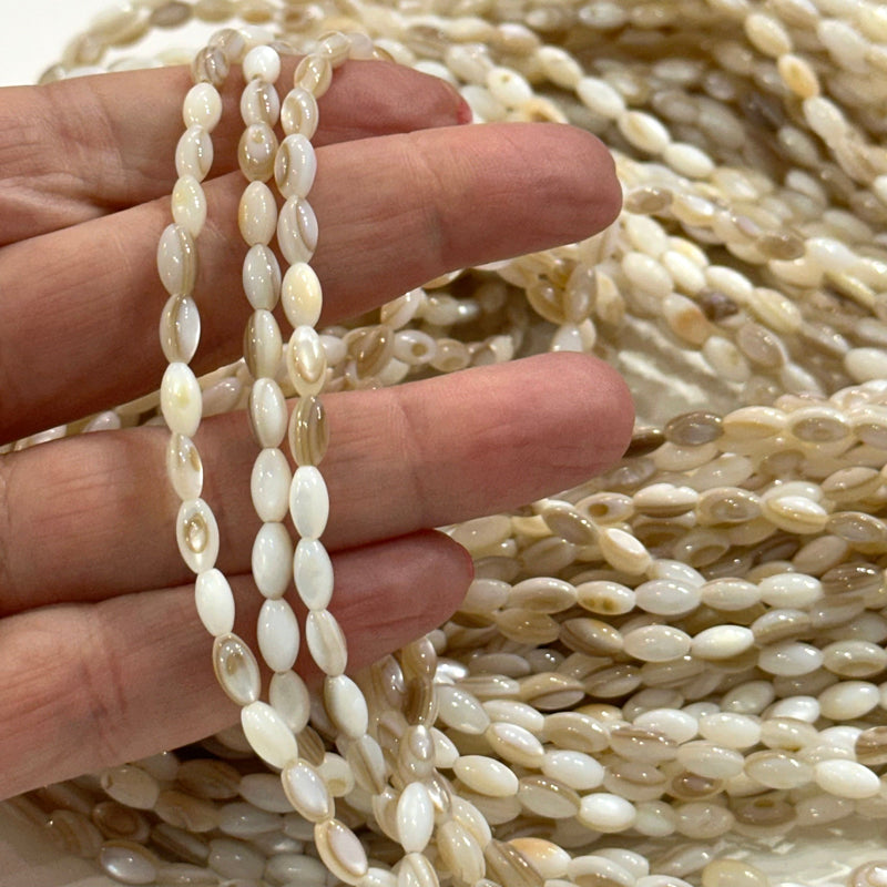 Natural Mother of Pearl Colored Rice Beads,15.5 Inches Strand