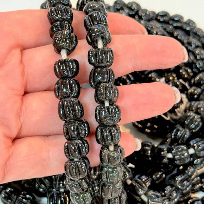 Traditional Turkish Artisan Handmade Pumpkin Glass Beads, Large Hole Glass Beads, 25 Beads in a pack