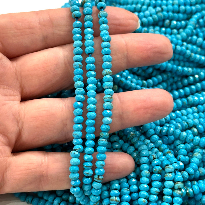 Turquoise Blue Jade 4mm Faceted Rondelle, Turquoise Blue Jade Beads,Gemstone Beads,Natural Gemstone