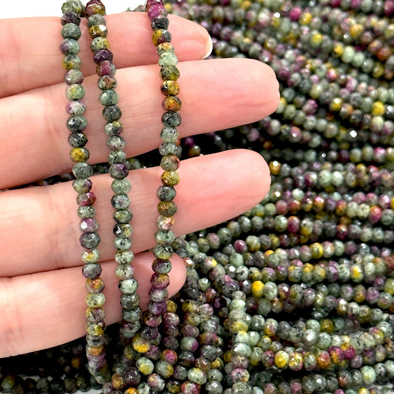 Ruby Zoisite Jade 4mm Faceted Rondelle, Ruby Zoisite Jade Beads,Gemstone Beads,Natural Gemstone