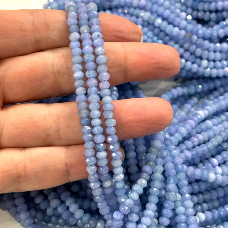 Agate Blue Jade 4mm Faceted Rondelle, Agate Blue Jade Beads,Gemstone Beads,Natural Gemstone