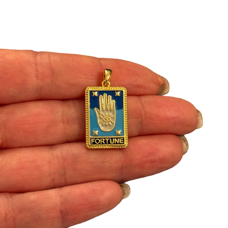 Fortune Tarot Pendant – 24Kt Gold Plated Waterproof Stainless Steel CZ Pendant with Attached Bail