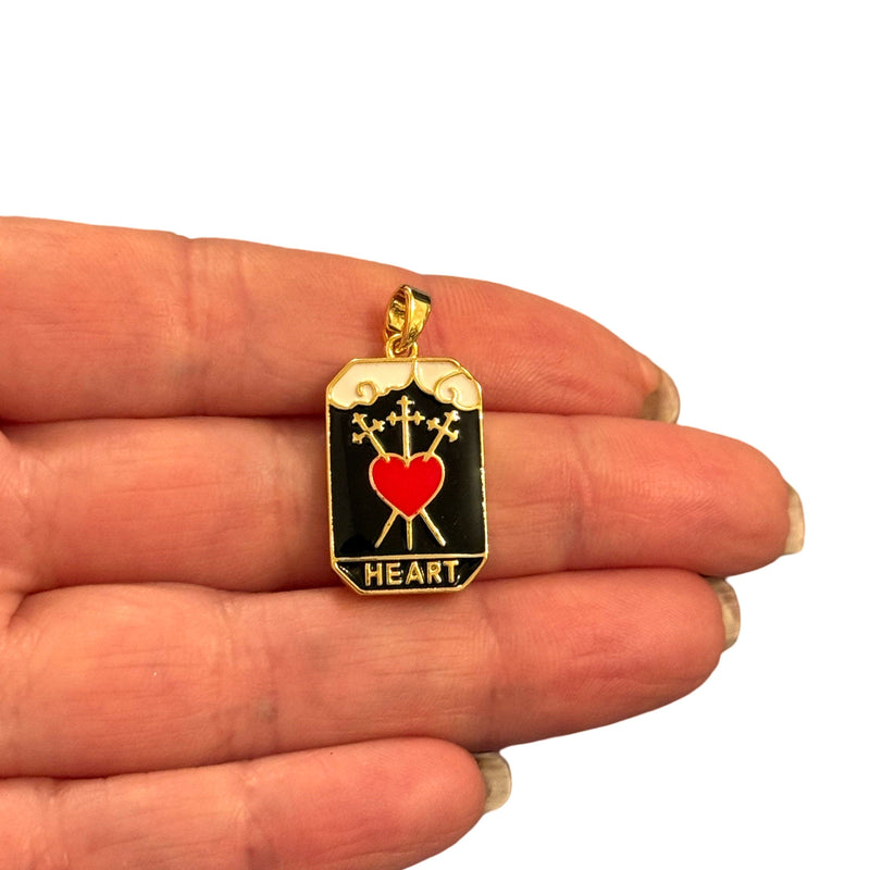 Heart Tarot Pendant – 24Kt Gold Plated Waterproof Stainless Steel CZ Pendant with Attached Bail