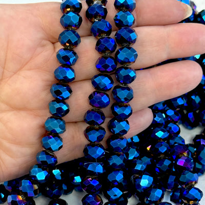 10Strand Electroplate Glass Beads Strands Opaque Solid Color AB Color Plated Faceted Rondelle Slate Blue 3x2mm Hole 0 8mm 145 150pcs Strand 34 35cm