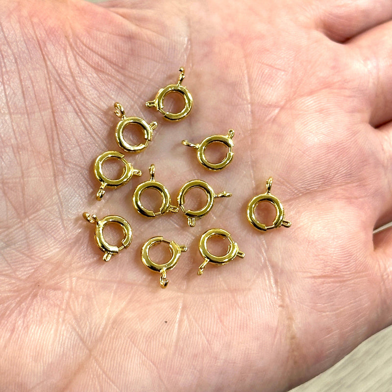 24Kt Gold Plated Spring Ring Clasps, 7mm Spring Ring Clasps, 10 Pcs in a pack