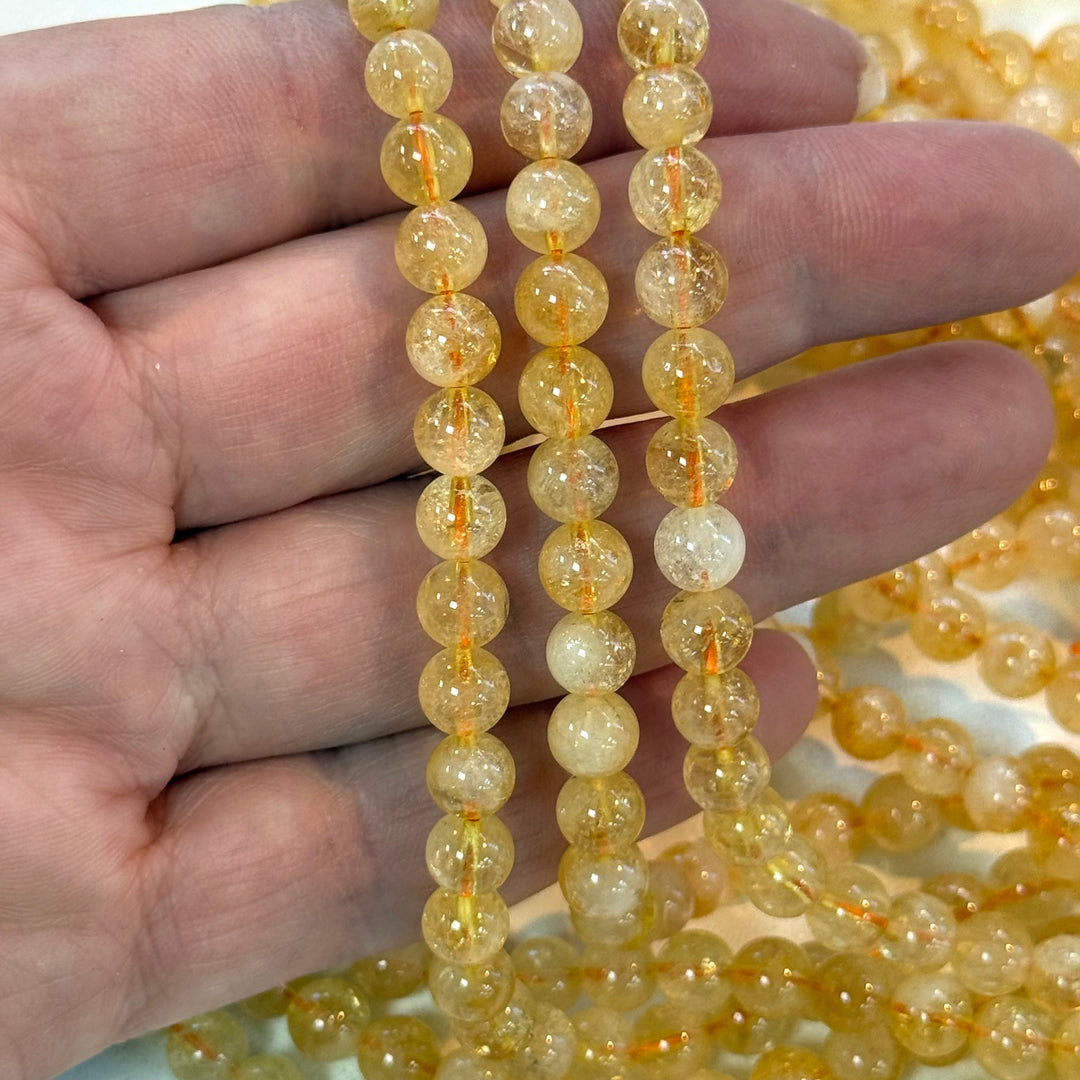Genuine Natural Citrine Beads – 6mm Round (Approx. 60 pcs/Strand)