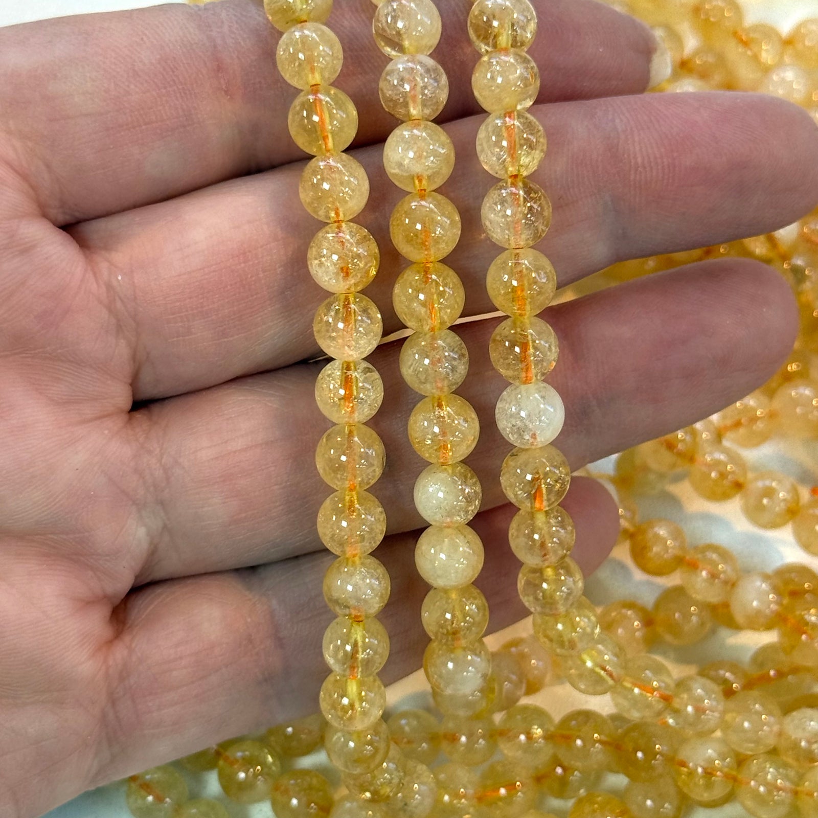 Genuine Natural Citrine Beads – 6mm Round (Approx. 60 pcs/Strand)