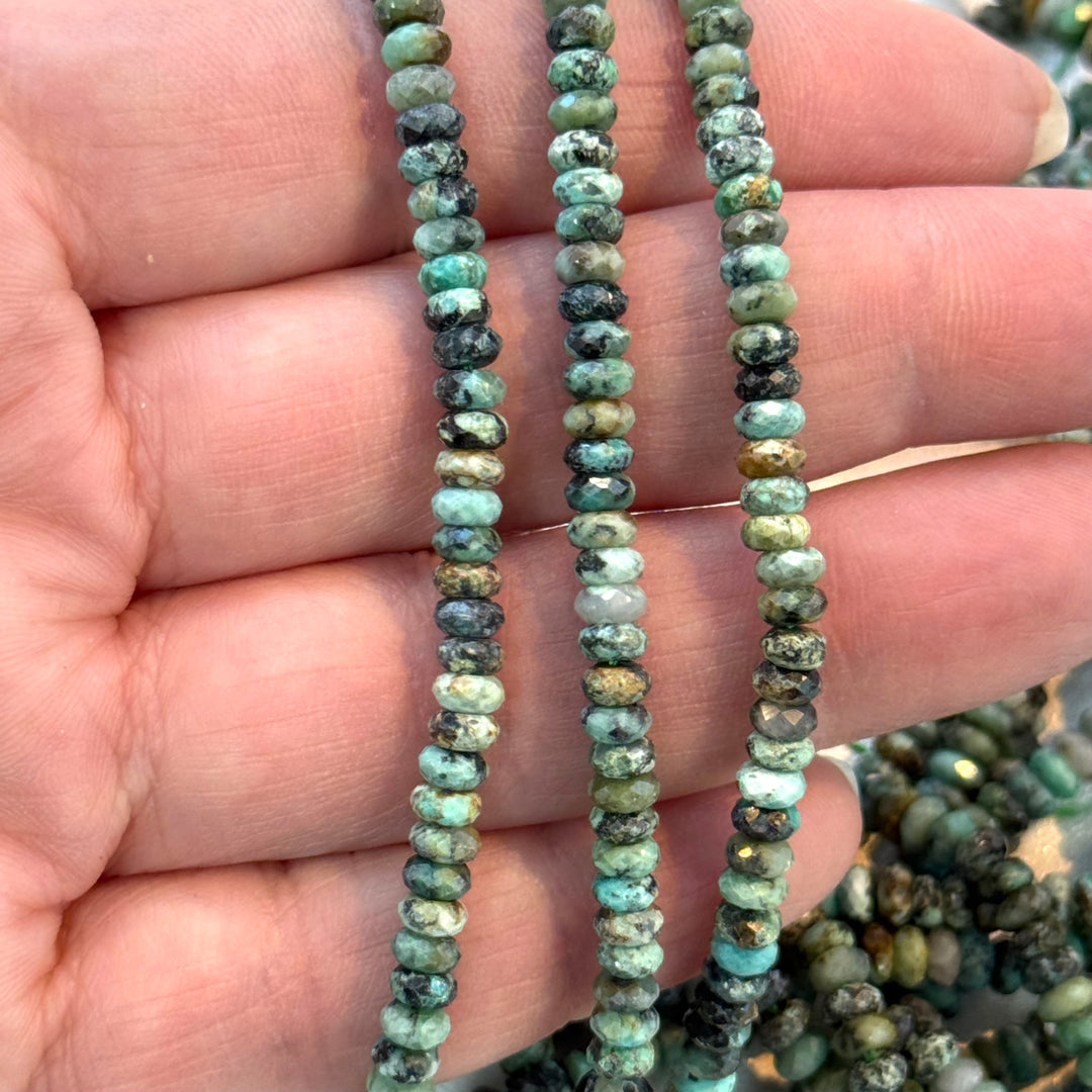Natural African Turquoise Gemstone Beads – 4×2mm Rondelle (Approx. 172 pcs/Strand)