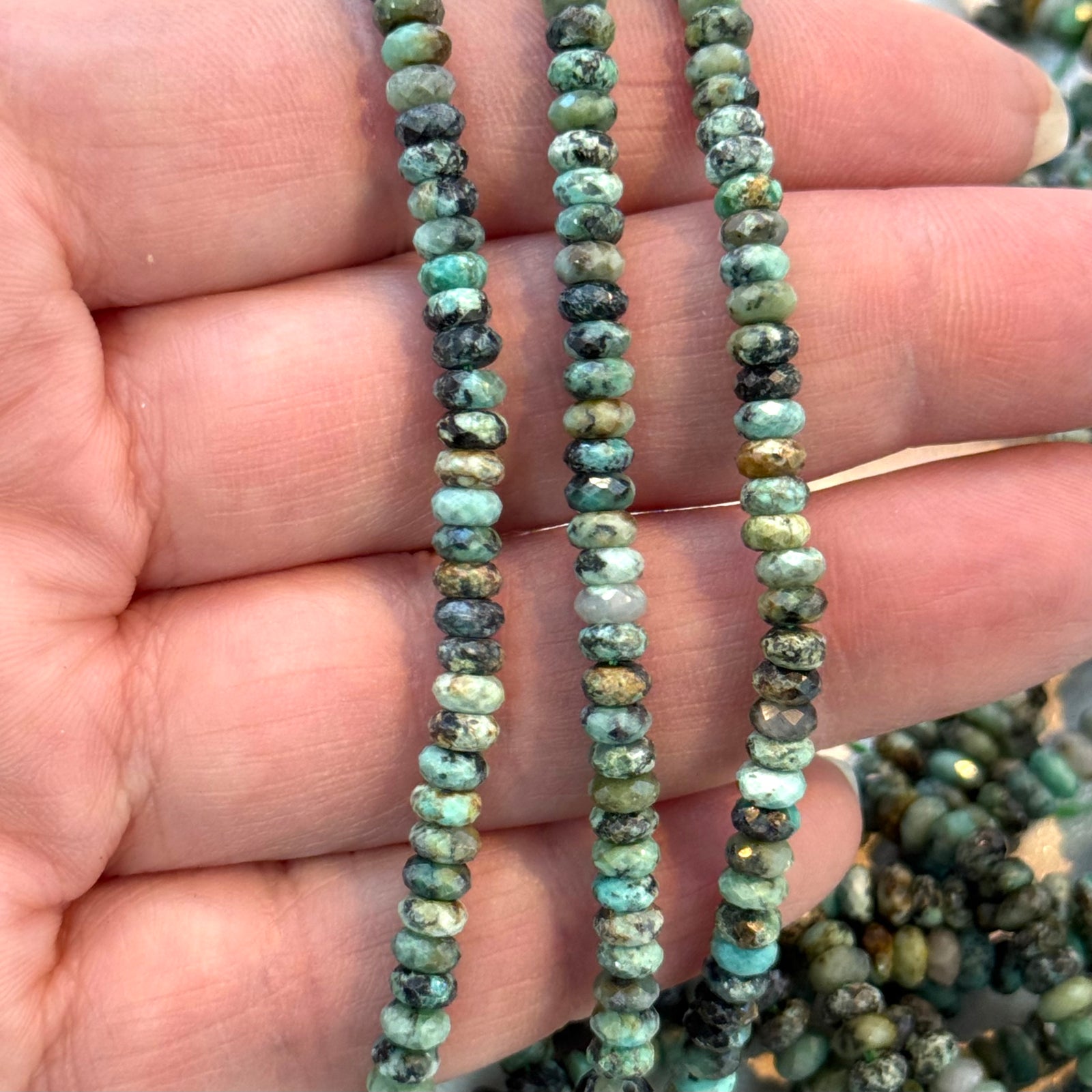 Natural African Turquoise Gemstone Beads – 4×2mm Rondelle (Approx. 172 pcs/Strand)
