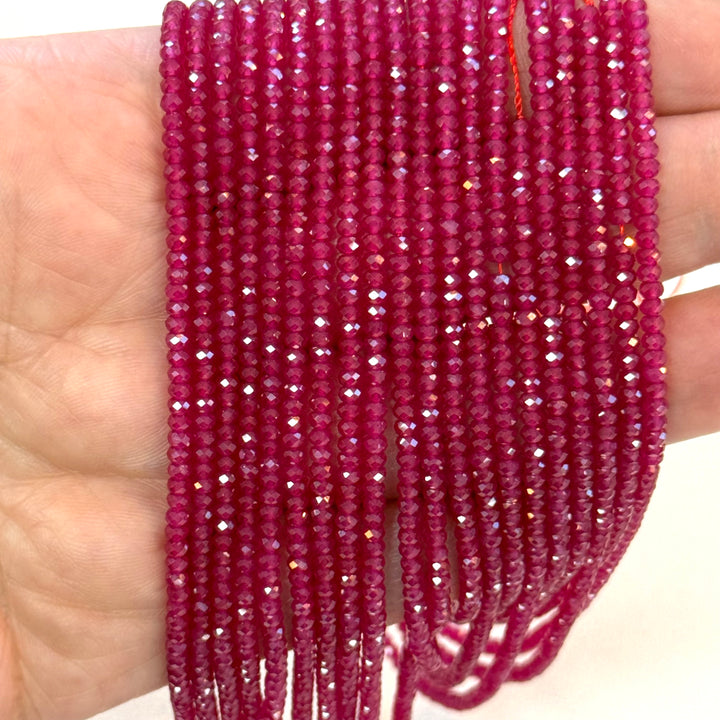 Genuine Natural Ruby Faceted Rondelle Beads – 2.5x1.5mm, Approx. 220 Beads/Strand, 15.5 Inches