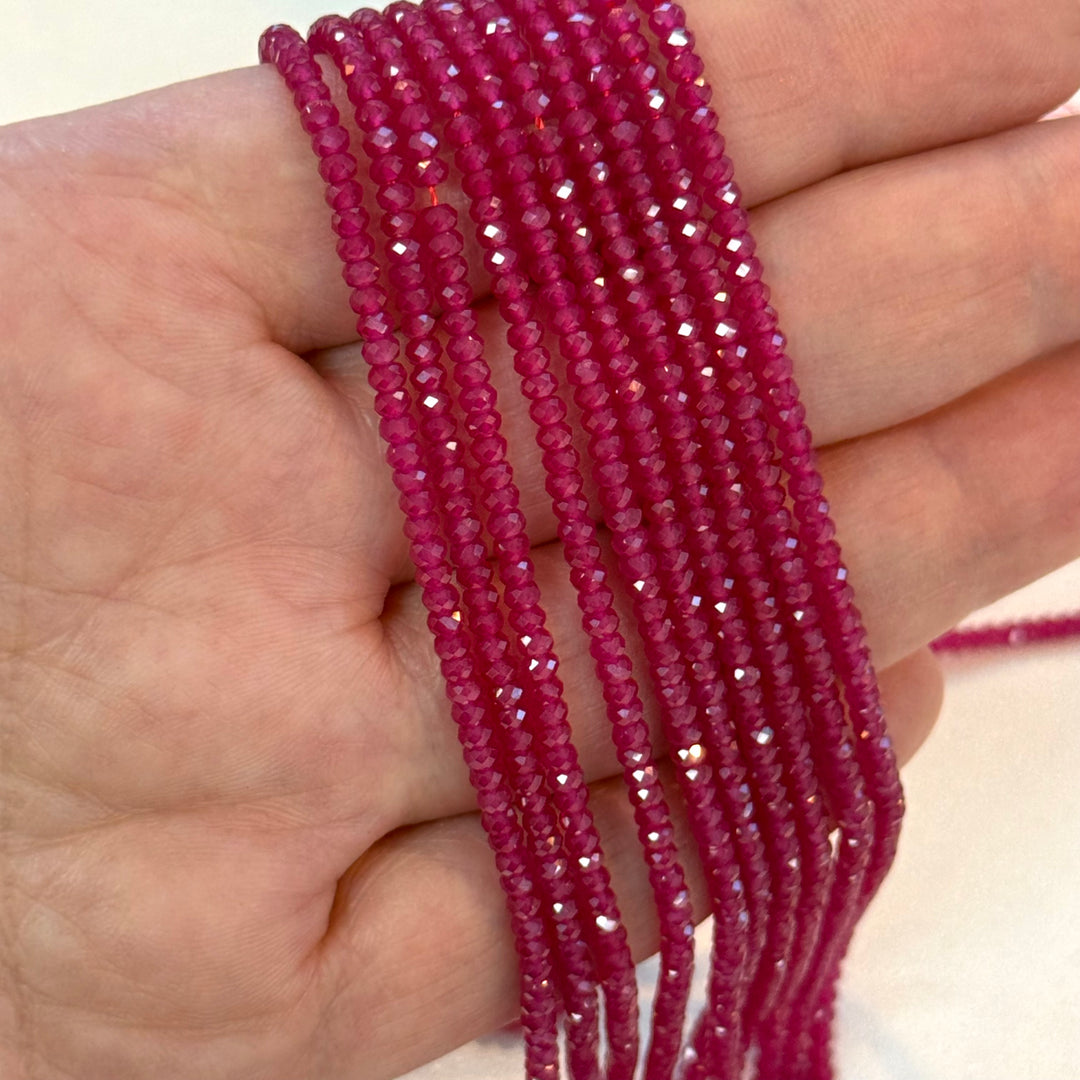 Genuine Natural Ruby Faceted Rondelle Beads – 2.5x1.5mm, Approx. 220 Beads/Strand, 15.5 Inches