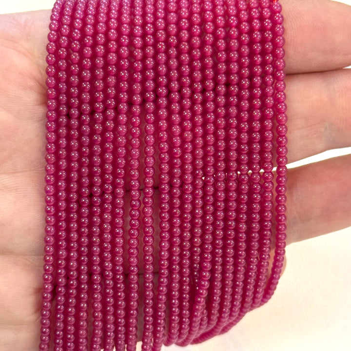 Genuine Natural Ruby Beads – 2mm Round Smooth (Approx. 183 pcs, 15" Strand)