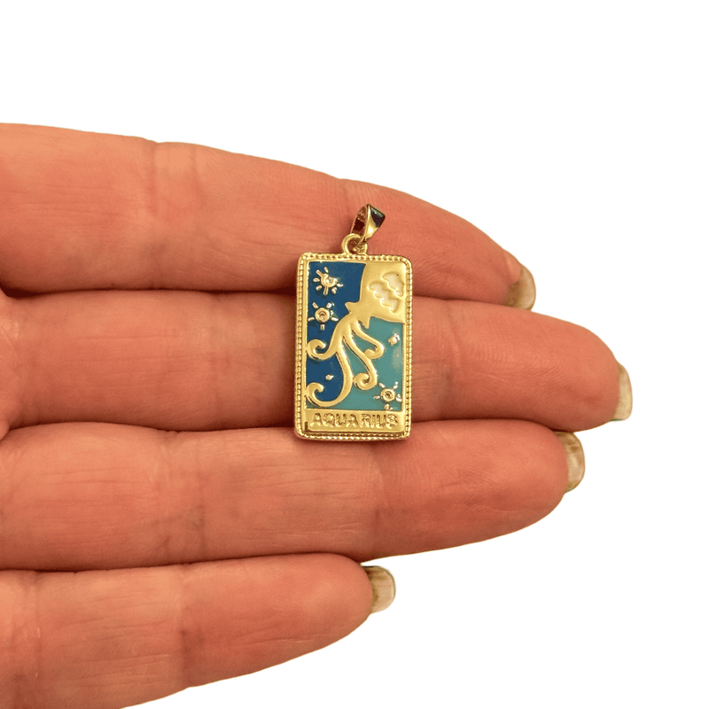 24Kt Gold Plated Waterproof Stainless Steel Zodiac Charm, Pendant