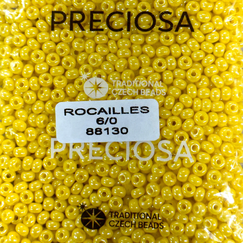 Preciosa  Seed Beads 6/0 Rocailles-Round Hole-100 Gr,88130 Opaque Yellow "Limon", Sfinx