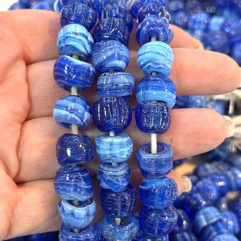 Traditional Turkish Artisan Handmade Pumpkin Glass Beads, Large Hole Glass Beads, 25 Beads in a pack