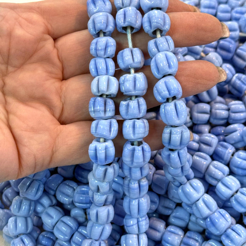 Traditional Turkish Artisan Handmade Pumpkin Glass Beads, Large Hole Glass Beads, 25 Beads in a pack