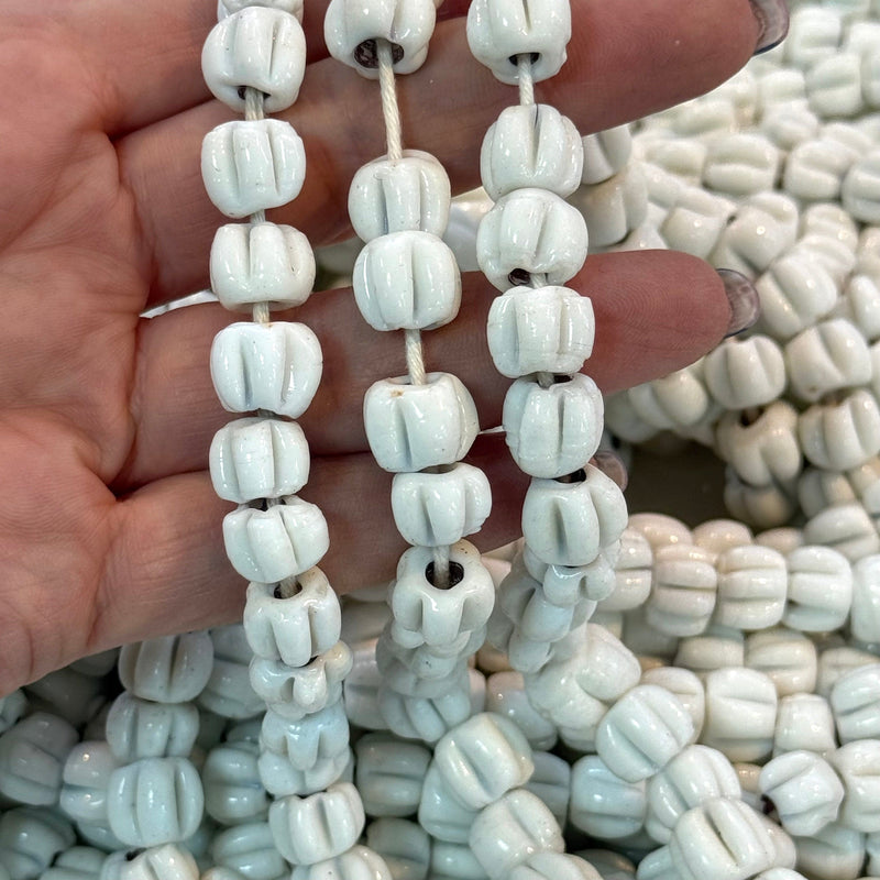 Traditional Turkish Artisan Handmade Pumpkin Glass Beads, Large Hole Glass Beads, 25 Beads in a pack