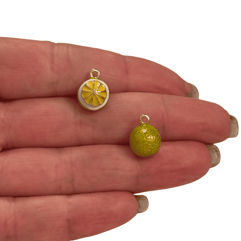 3D Half-Peeled Lemon Charm – Yellow Enamel Fruit Pendant