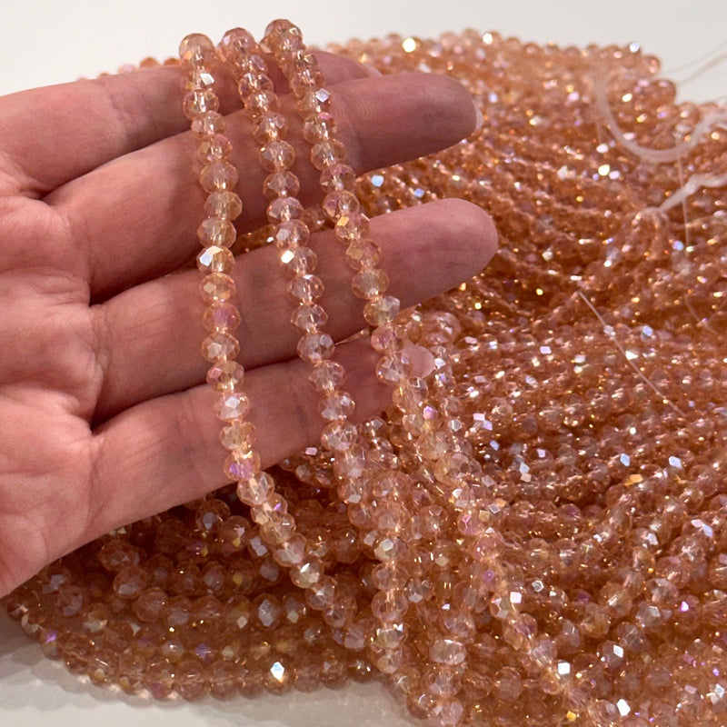 Perles rondelles à facettes en cristal 6mm, PBC6C136
